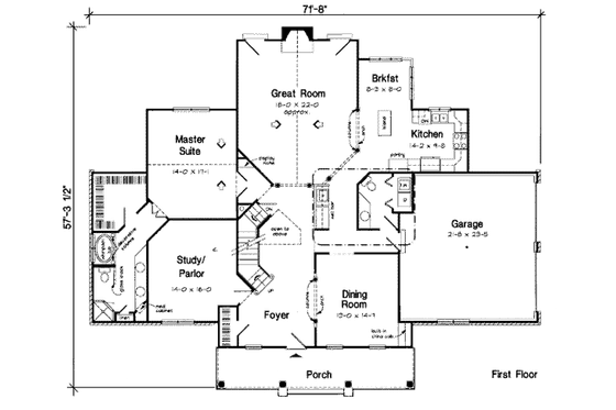 Floor Plan - Main Floor for Country House Plan #312-598 - 3 bed, 2.5 bath