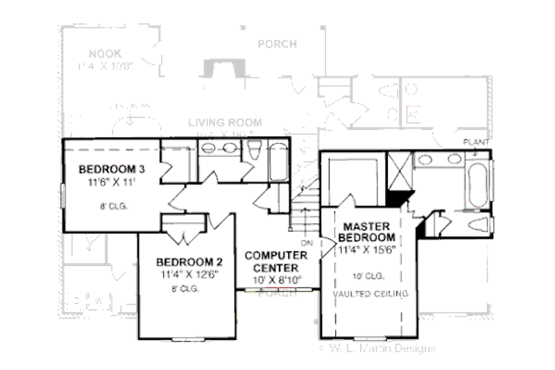 Architectural House Design - Floor Plan - Upper Floor for Traditional House Plan #20-312 - 3 bed, 2.5 bath