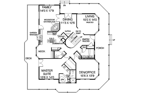 Floor Plan - Main Floor for Country House Plan #60-517 - 4 bed, 2.5 bath