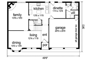 Floor Plan - Main Floor for European House Plan #84-319 - 4 bed, 2.5 bath