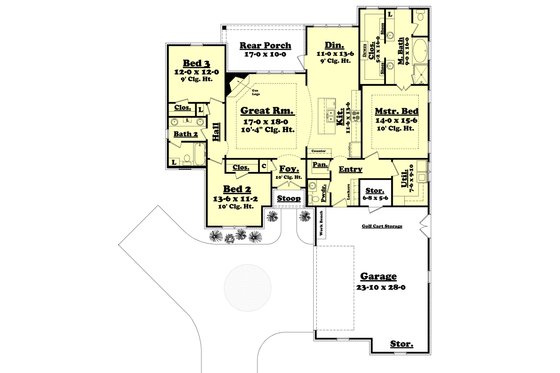 Floor Plan - Main Floor for European House Plan #430-123 - 3 bed, 2.5 bath
