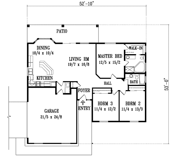Adobe / Southwestern Floor Plan - Main Floor Plan #1-422