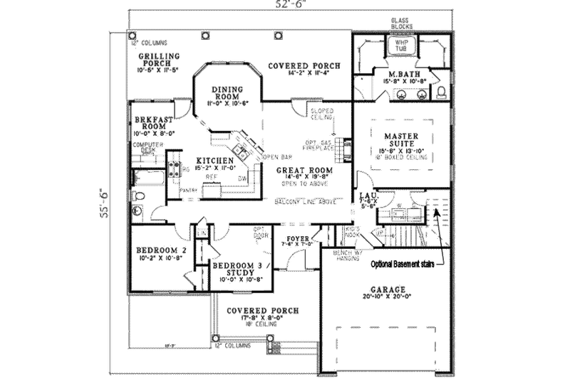 House Design - Floor Plan - Main Floor for Traditional House Plan #17-2124 - 3 bed, 2 bath