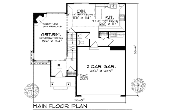 Floor Plan - Main Floor for Traditional House Plan #70-146 - 3 bed, 2.5 bath