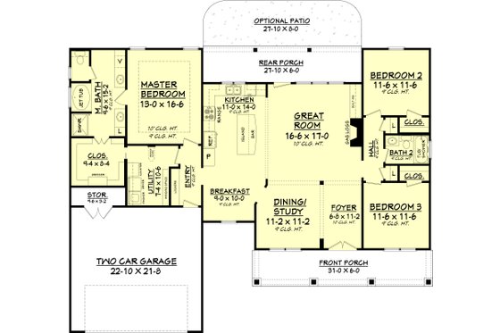 Floor Plan - Main Floor for Country House Plan #430-83 - 3 bed, 2 bath