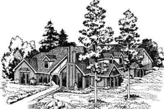 Exterior - Front Elevation for European House Plan #312-461 - 5 bed, 3 bath