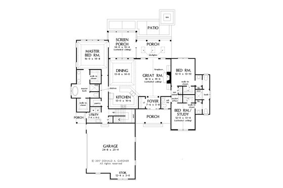 Floor Plan - Main Floor for Craftsman House Plan #929-1057 - 3 bed, 2.5 bath