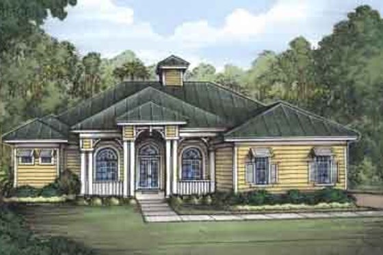 Exterior - Front Elevation for Southern House Plan #115-186 - 4 bed, 3 bath