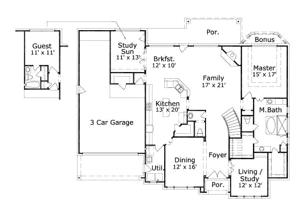 Traditional Floor Plan - Main Floor Plan #411-111