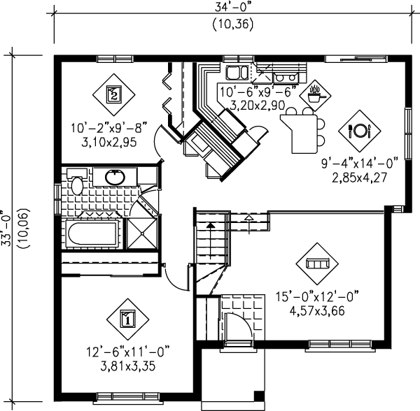 European Floor Plan - Main Floor Plan #25-1019