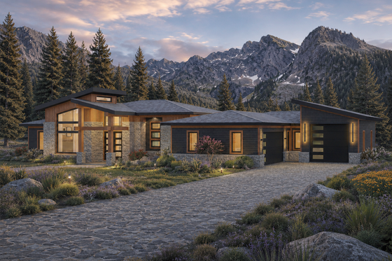 Exterior - Front Elevation 4 for Contemporary House Plan #932-1431 - 3 bed, 2.5 bath
