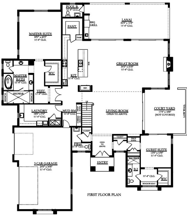 Contemporary Floor Plan - Main Floor Plan #1058-181