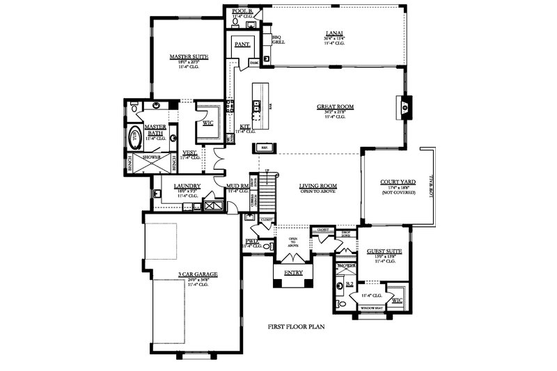 Home Plan - Floor Plan - Main Floor for Contemporary House Plan #1058-181 - 5 bed, 4.5 bath