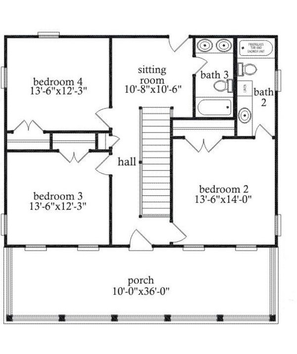 Traditional Floor Plan - Upper Floor Plan #69-453