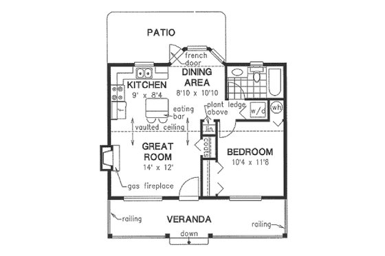 Cottage style home, bungalow style, main level floor plan