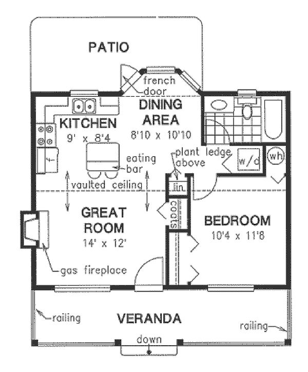 Cottage style home, bungalow style, main level floor plan