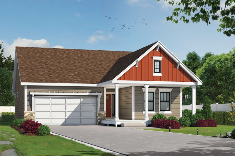 Traditional Style House Plan - 2 Beds 2 Baths 1511 Sq/Ft Plan #20-2593 Exterior