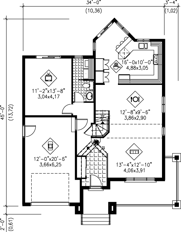 European Floor Plan - Main Floor Plan #25-318