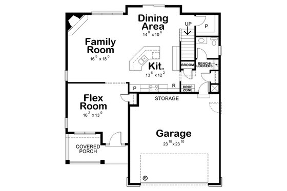 Floor Plan - Main Floor for Traditional House Plan #20-2196 - 4 bed, 3 bath