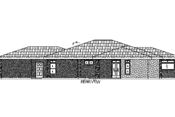 Exterior - Rear Elevation for Adobe / Southwestern House Plan #24-187 - 3 bed, 2 bath
