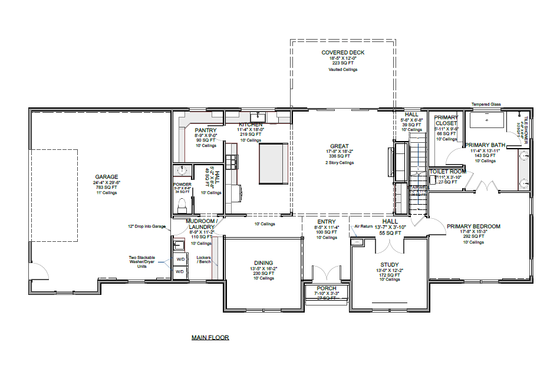 Floor Plan - Main Floor for Contemporary House Plan #1116-10 - 4 bed, 3.5 bath
