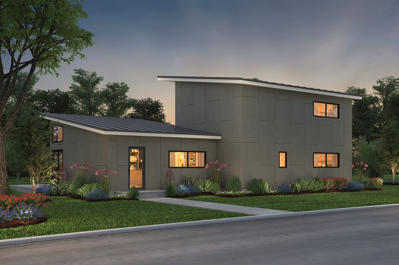House Blueprint - Exterior - Front Elevation 2 for Modern House Plan #497-31 - 3 bed, 2 bath