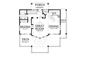 Floor Plan - Main Floor for Craftsman House Plan #112-306 - 2 bed, 2 bath