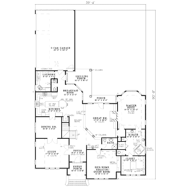 House Blueprint - European Floor Plan - Main Floor Plan #17-529