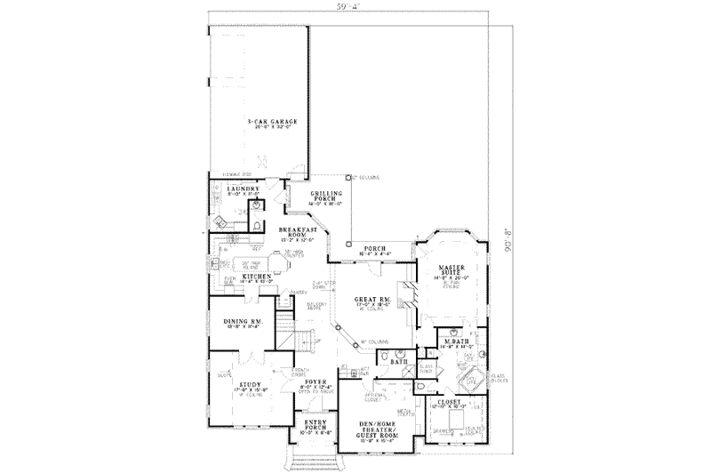 House Plan Design - Floor Plan - Main Floor for European House Plan #17-529 - 3 bed, 3.5 bath