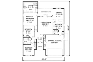 Floor Plan - Main Floor for Traditional House Plan #65-193 - 3 bed, 2 bath