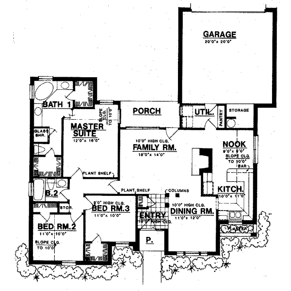 Floor Plan - Main Floor for Traditional House Plan #40-293 - 3 bed, 2 bath