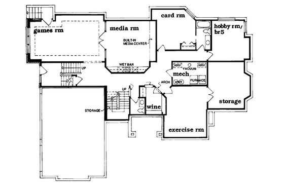 Floor Plan - Lower Floor for European House Plan #47-341 - 4 bed, 5 bath