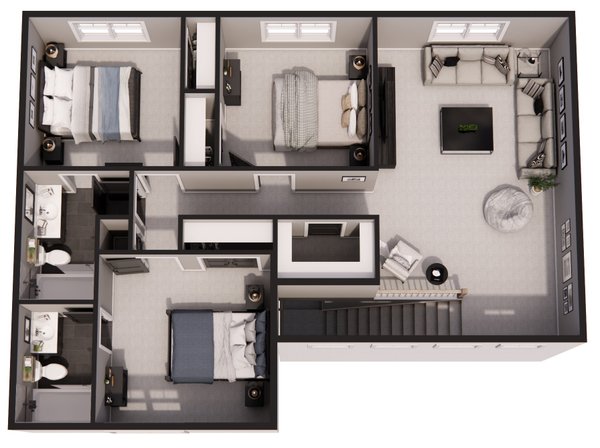 Craftsman Floor Plan - Upper Floor Plan #51-1373