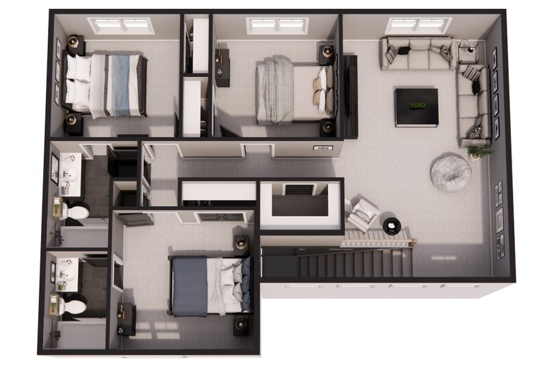 House Design - Floor Plan - Upper Floor 1 for Craftsman House Plan #51-1373 - 4 bed, 3.5 bath