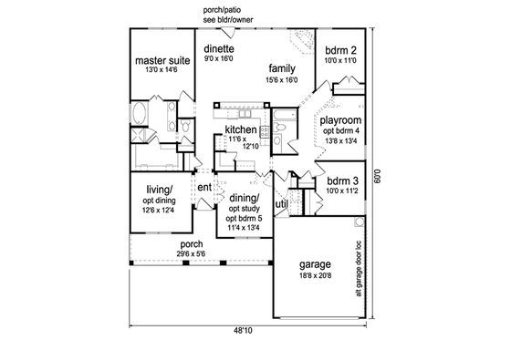 Floor Plan - Main Floor for Country House Plan #84-497 - 3 bed, 2 bath
