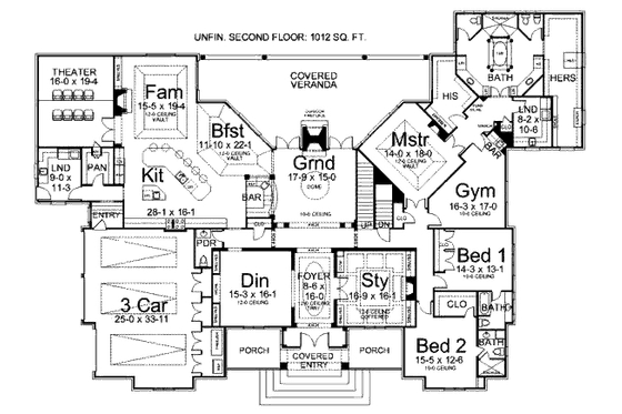 Floor Plan - Main Floor for European House Plan #119-350 - 3 bed, 3.5 bath