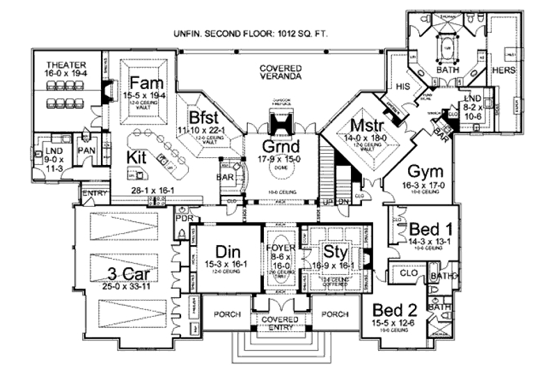 Home Plan - Floor Plan - Main Floor for European House Plan #119-350 - 3 bed, 3.5 bath