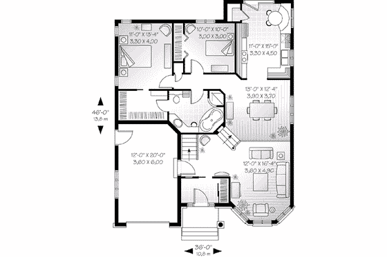 Floor Plan - Main Floor for European House Plan #23-571 - 2 bed, 1 bath