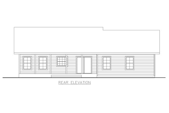 Exterior - Rear Elevation for Bungalow House Plan #117-802 - 3 bed, 2 bath