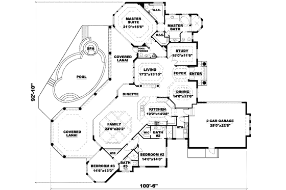 Floor Plan - Main Floor for European House Plan #27-321 - 3 bed, 3.5 bath