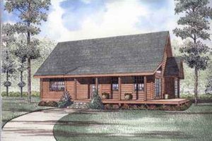 Log Exterior - Front Elevation Plan #17-486