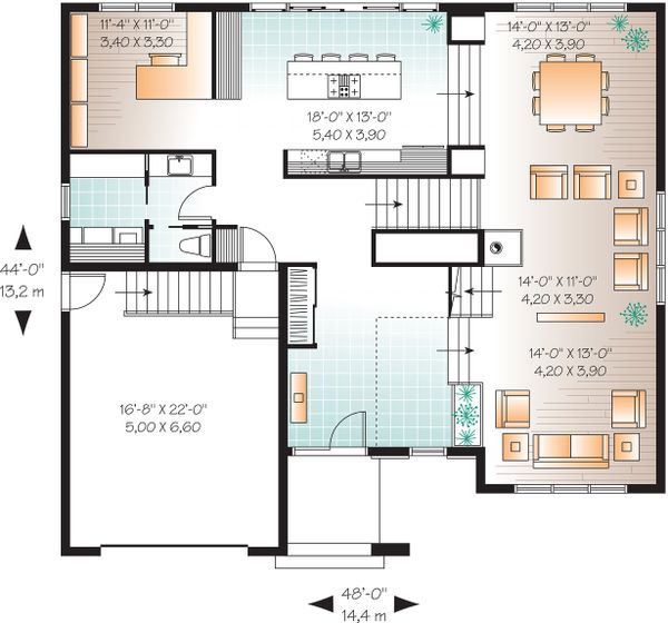 House Plan Design - Main Floor Plan  - 3200 square foot Modern Home