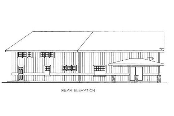 Exterior - Rear Elevation for Bungalow House Plan #117-681 - 1 bed, 1 bath