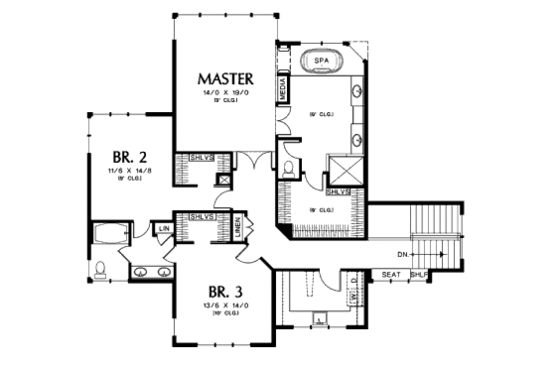 Floor Plan - Upper Floor for Contemporary House Plan #48-254 - 5 bed, 4.5 bath