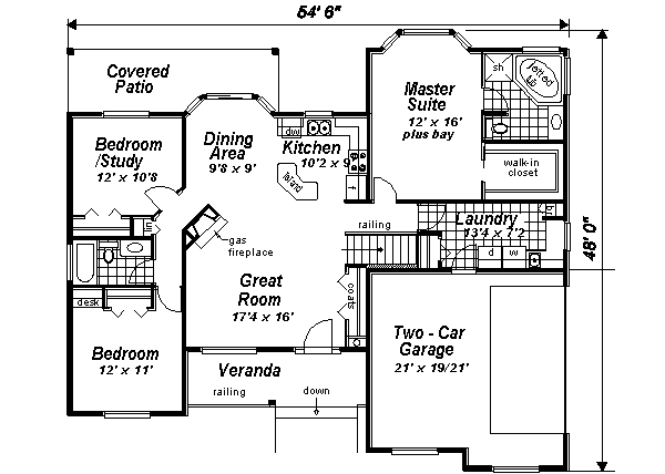 Dream House Plan - Ranch Floor Plan - Main Floor Plan #18-1057