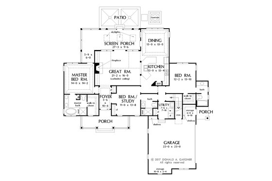 Floor Plan - Main Floor for Craftsman House Plan #929-1058 - 3 bed, 3 bath