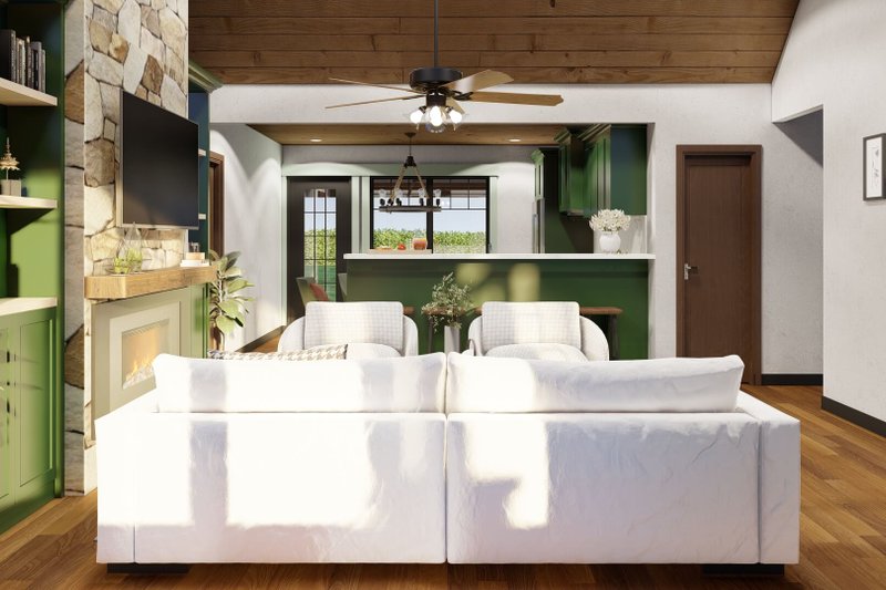 House Blueprint - Interior - Family Room 2 for Craftsman House Plan #17-2259 - 3 bed, 1.5 bath