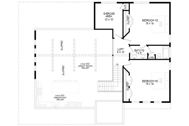 House Blueprint - Floor Plan - Upper Floor for Farmhouse House Plan #932-1184 - 4 bed, 2.5 bath
