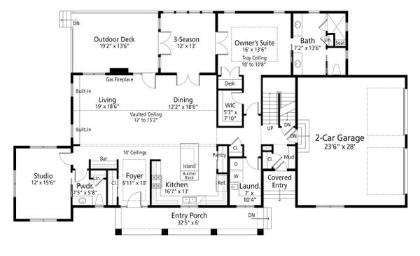 Farmhouse Floor Plan - Main Floor Plan #938-109
