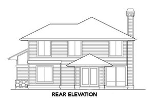 Exterior - Rear Elevation for Prairie House Plan #48-304 - 4 bed, 2.5 bath